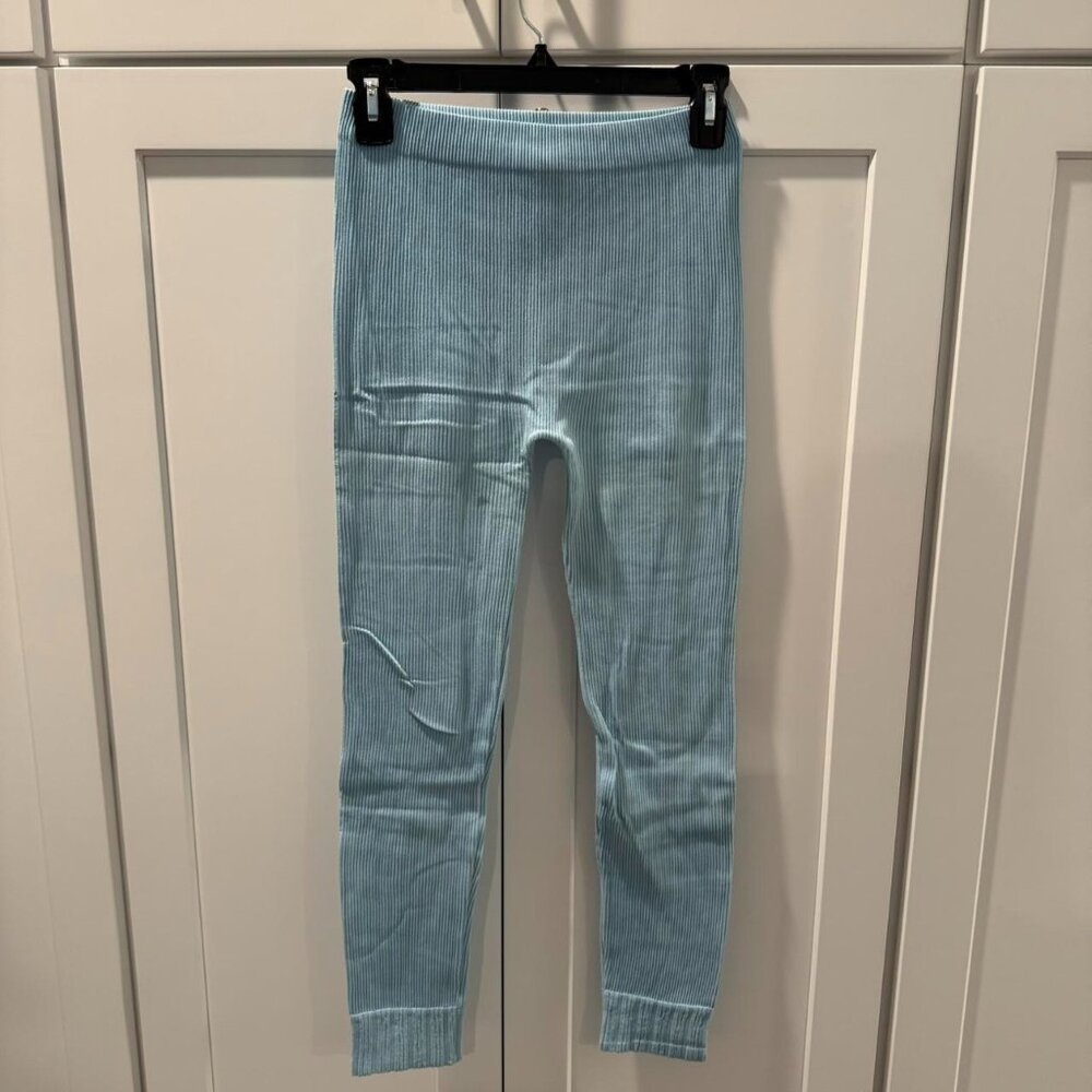 Blue Zara ribbed leggings
